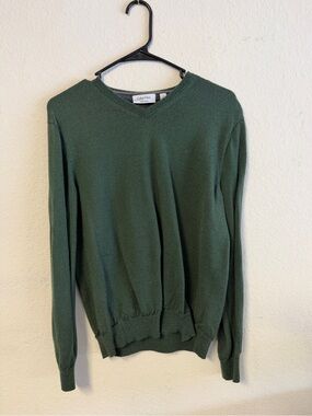 Calvin Klein Men's Green Italian Merino Vneck Sweater Sz M